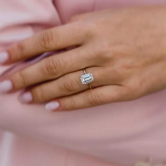 Certified 2.5 ct. t.w. Moissanite Diamond Emerald Cut Engagement Ring NEW - Picture 4 of 15